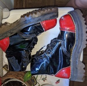 Punk docmartens steel toe + platform harlequin